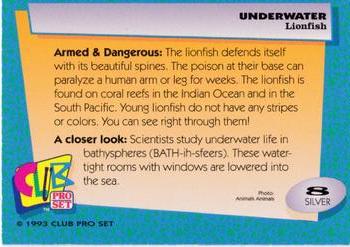1993 Club Pro Set Underwater - Silver #8 Lionfish Back