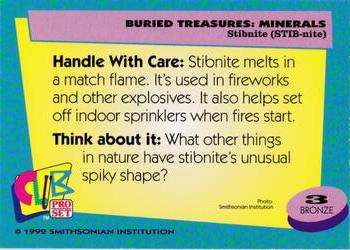 1992 Smithsonian Institute Buried Treasures: Minerals #3 Stibnite Back