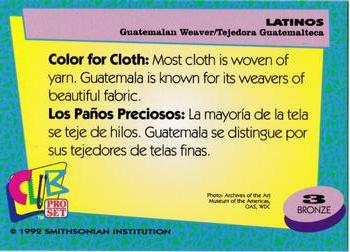 1992 Smithsonian Institute Latinos #3 Guatemalan Weaver Back