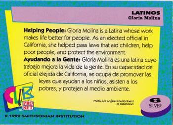 1992 Smithsonian Institute Latinos - Silver #6 Gloria Molina Back