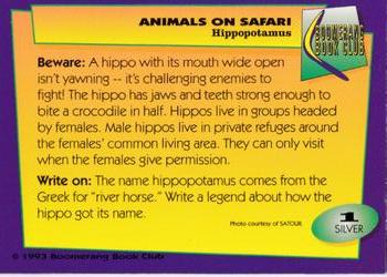 1993 Boomerang Book Club Animals on Safari #1 Hippopotamus Back