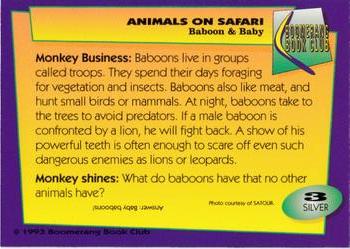1993 Boomerang Book Club Animals on Safari #3 Baboon & Baby Back
