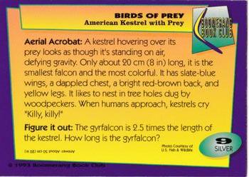 1993 Boomerang Book Club Birds of Prey #9 American Kestrel with Prey Back