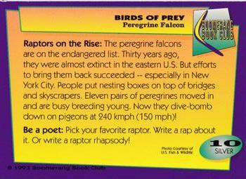 1993 Boomerang Book Club Birds of Prey #10 Peregrine Falcon Back
