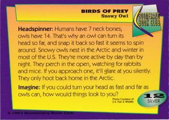 1993 Boomerang Book Club Birds of Prey #12 Snowy Owl Back