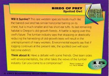 1993 Boomerang Book Club Birds of Prey - Gold #15 Spotted Owl Back