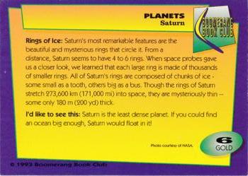 1993 Boomerang Book Club Planets - Gold #6 Saturn Back