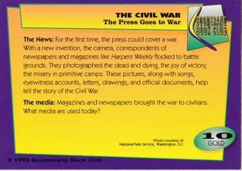 1993 Boomerang Book Club The Civil War - Gold #10 The Press Goes to War Back