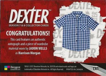 2016 Breygent Dexter Season 7 & 8 - Costume Autograph #CA1 Jadon Wells Back