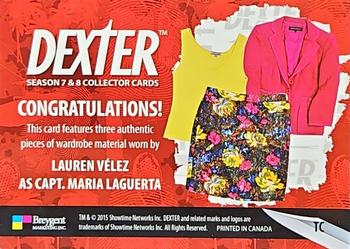 2016 Breygent Dexter Season 7 & 8 - Triple Costume #TC Lauren Vélez as Capt. Maria LaGuerta Back