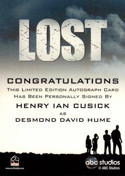 2010 Rittenhouse Lost Archives - Autographs #NNO Henry Ian Cusick Back