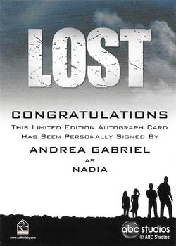 2010 Rittenhouse Lost Archives - Autographs #NNO Andrea Gabriel Back
