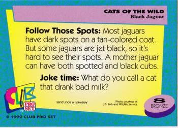 1992 Club Pro Set Cats of the Wild #8 Black Jaguar Back