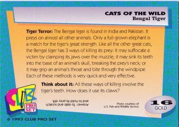 1992 Club Pro Set Cats of the Wild - Gold #16 Bengal Tiger Back