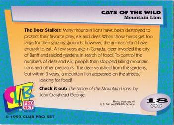 1992 Club Pro Set Cats of the Wild - Gold #18 Mountain Lion Back