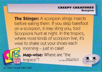 1992 Club Pro Set Creepy Creatures #11 Scorpion Back