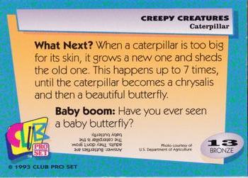 1992 Club Pro Set Creepy Creatures #13 Caterpillar Back