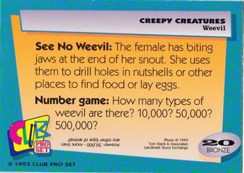 1992 Club Pro Set Creepy Creatures #20 Weevil Back