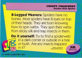 1992 Club Pro Set Creepy Creatures #2 Golden Silk Spider Back