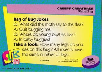 1992 Club Pro Set Creepy Creatures #8 Weird Bug Back