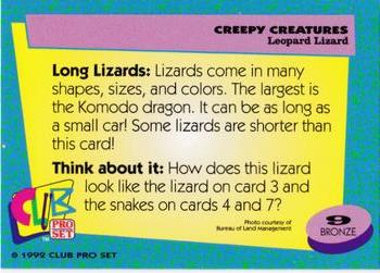 1992 Club Pro Set Creepy Creatures #9 Leopard Lizard Back