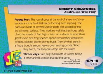 1992 Club Pro Set Creepy Creatures - Gold #21 Australian Tree Frog Back