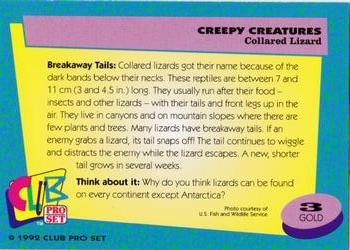 1992 Club Pro Set Creepy Creatures - Gold #3 Collared Lizard Back