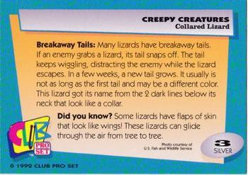 1992 Club Pro Set Creepy Creatures - Silver #3 Collared Lizard Back