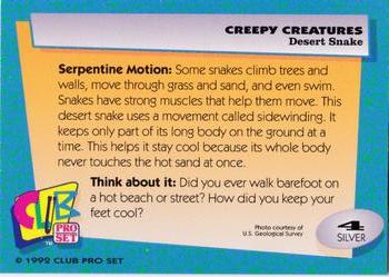 1992 Club Pro Set Creepy Creatures - Silver #4 Desert Snake Back