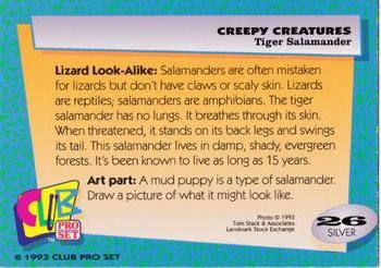 1992 Club Pro Set Creepy Creatures - Silver #26 Tiger Salamander Back