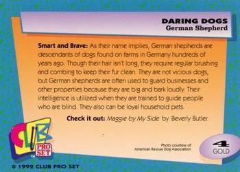 1992 Club Pro Set Daring Dogs - Gold #4 German Shepherd Back