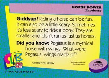 1992 Club Pro Set Horse Power #4 Racehorse Back