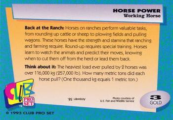1992 Club Pro Set Horse Power - Gold #3 Working Horse Back