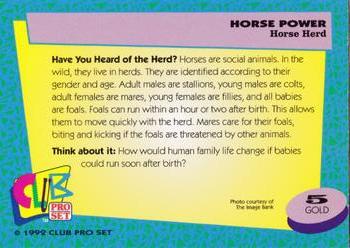 1992 Club Pro Set Horse Power - Gold #5 Horse Herd Back