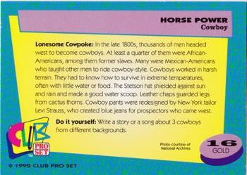 1992 Club Pro Set Horse Power - Gold #16 Cowboy Back