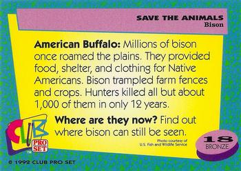 1992 Club Pro Set Save the Animals #18 Bison Back