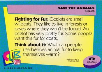 1992 Club Pro Set Save the Animals #9 Ocelot Back