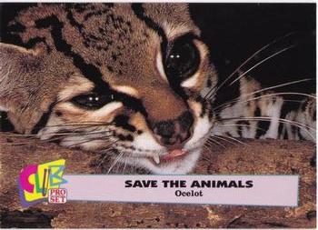 1992 Club Pro Set Save the Animals #9 Ocelot Front