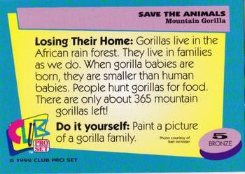 1992 Club Pro Set Save the Animals #5 Mountain Gorilla Back