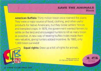 1992 Club Pro Set Save the Animals - Gold #18 Bison Back