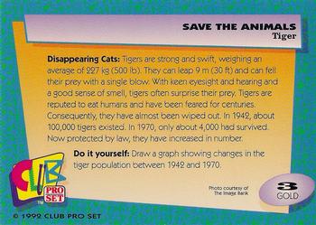 1992 Club Pro Set Save the Animals - Gold #3 Tiger Back