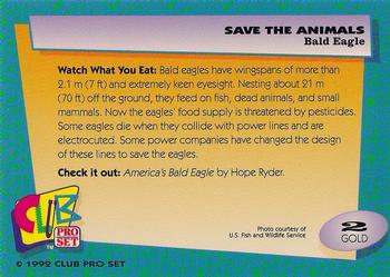 1992 Club Pro Set Save the Animals - Gold #2 Bald Eagle Back