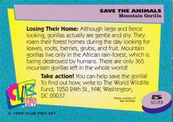1992 Club Pro Set Save the Animals - Silver #5 Mountain Gorilla Back