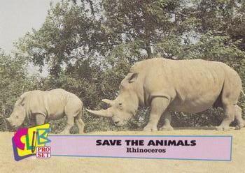 1992 Club Pro Set Save the Animals - Silver #4 Rhinoceros Front