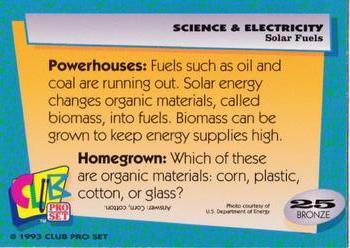 1992 Club Pro Set Science and Electricity #25 Solar Fuels Back