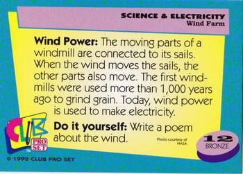 1992 Club Pro Set Science and Electricity #12 Wind Farm Back