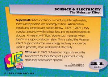 1992 Club Pro Set Science and Electricity - Gold #21 The Meissner Effect Back