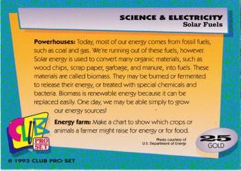 1992 Club Pro Set Science and Electricity - Gold #25 Solar Fuels Back