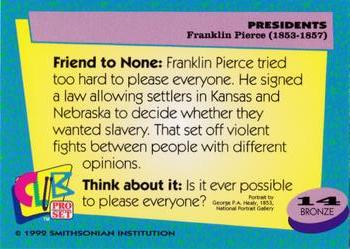 1992 Smithsonian Institute Presidents #14 Franklin Pierce Back