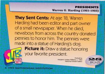 1992 Smithsonian Institute Presidents #28 Warren G. Harding Back